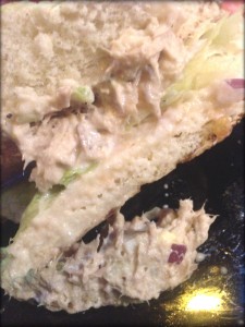 Tuna Salad Sandwich on a Pretzel Roll